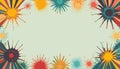 Colorful Starburst Frame Design with Retro Style and Light Green Background Royalty Free Stock Photo