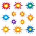 Colorful Starburst Splashes Abstract Design Elements Royalty Free Stock Photo