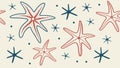 Colorful starfish pattern, marine life and beach fun. vector design Generative AI Royalty Free Stock Photo