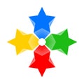 4 colorful stars icon. colors and stars