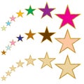 Colorful stars set: Vector assets for Christmas stars, festival celebrations, web or game design, and app icons. Royalty Free Stock Photo