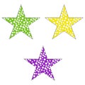 Colorful stars set: Vector assets for Christmas stars, festival celebrations, web or game design, and app icons. Royalty Free Stock Photo