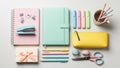 Showcasing a blend of pastel colors and functional stationer Royalty Free Stock Photo