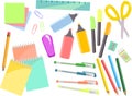 Colorful stationery set, items for school and office Royalty Free Stock Photo