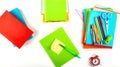 Colorful stationery, textbooks and notebooks Royalty Free Stock Photo