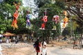 Colorful statues on the central park of Fort Cochin on India