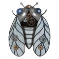 Colorful Steampunk Cicada Hand Drawn Illustration. Cicada Drawn by Color Pencils.