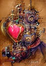 Steampunk heart bypass anatomy painting