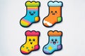 colorful sticker with socks. Created with Generative AI technology.