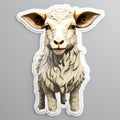 Colorful Sticker Of A White Lamb In Etam Cru Style Royalty Free Stock Photo