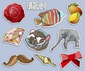 Colorful stickers set. Exotic elements for your design