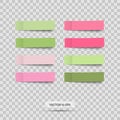 Colorful stickers. Vector. Set of pink and green post note sticky. Royalty Free Stock Photo
