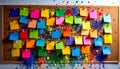 Colorful Sticky Notes on Bulletin Board. Back to School Concept. Generated Image Royalty Free Stock Photo