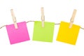 Colorful Sticky Notes With Clothespins.