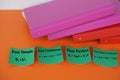 Colorful sticky notes with grammar structures for English past tenses Royalty Free Stock Photo