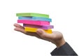 Colorful Sticky Notes In Hand. Royalty Free Stock Photo