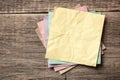 Colorful sticky notes on wooden board Royalty Free Stock Photo