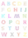 Colorful stitched alphabet