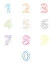 Colorful stitched numbers set, vector Royalty Free Stock Photo
