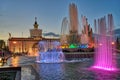 Colorful Stone Flower Fountain in Spring Twilight