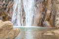 Beautiful pond and falling water. Seven Falls Waterfall in Colorado Springs, Colorado, USA Royalty Free Stock Photo