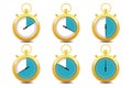 Colorful Stopwatches Gold Icon Set Royalty Free Stock Photo