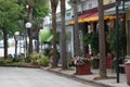 Colorful storefronts in quaint village