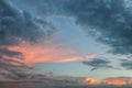 Colorful stormy early sunset sky