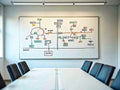 Colorful Strategy Mind Map on Whiteboard in Office Royalty Free Stock Photo