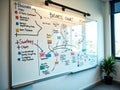 Colorful Strategy Mind Map on Whiteboard in Office Royalty Free Stock Photo