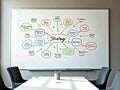 Colorful Strategy Mind Map on Whiteboard in Office Royalty Free Stock Photo