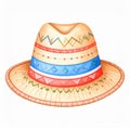 Colorful Straw Hat with Geometric Pattern Royalty Free Stock Photo