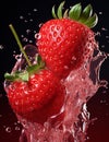 Colorful strawberry splash photo