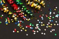 Colorful streamer and confetti. party decoration Royalty Free Stock Photo