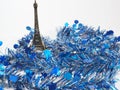 Colorful streamer paper and model eiffel tower