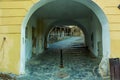 Colourful street in Sighisoara, Romania Royalty Free Stock Photo