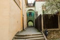 Colourful street in Sighisoara, Romania Royalty Free Stock Photo