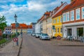 Colorful street in Danish town Nyborg Royalty Free Stock Photo