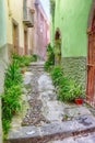 Typical colorful Italian houses on a street of Bosa, Sardinia, I