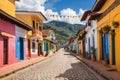 Colorful Street of Guatape Town in Antioquia District, Colombia