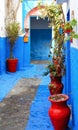 Colorful street of the Kasbah of the Udayas Royalty Free Stock Photo