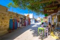 Colorful street in Matala village, Crete, Greece. Royalty Free Stock Photo