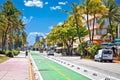 Colorful street of Miami Beach Ocean Drive architecture view Royalty Free Stock Photo