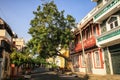 Colorful streets of Pondicherry`s French Quarter, Puducherry, India Royalty Free Stock Photo