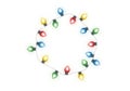 Colorful string of christmas lights isolated on white background Royalty Free Stock Photo