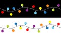 Colorful string fairy light set. Christmas lights. Holiday festive xmas decoration. Lightbulb glowing garland. Rainbow color. Royalty Free Stock Photo