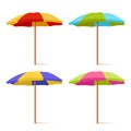 Colorful Striped Beach Umbrella Set. Vector illustration Royalty Free Stock Photo