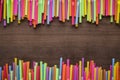 Colorful striped bendy cocktail straws Royalty Free Stock Photo