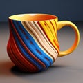 Colorful Striped 3d Mug: Realistic And Detailed 3d Model