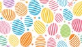 Colorful striped easter eggs and flowers pattern on white background Royalty Free Stock Photo